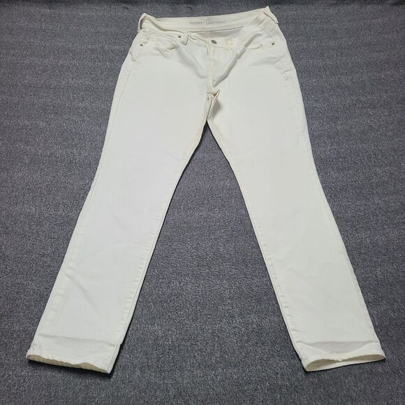 Old Navy Womens Jeans 12 Ivory Curvy  Slim Straight Beach Party Denim Pants - Picture 1 of 9